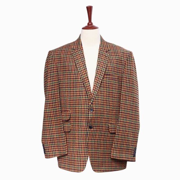 Mens Blazer Multicolor Check Wool Dress Formal Jacket Wedding